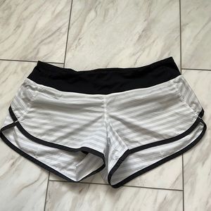White Striped Lululemon 2.5 Speed Up Shorts